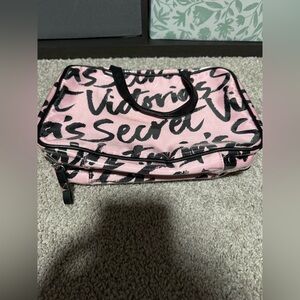 Victoria's Secret Pink and Black Script Cosmetic Case